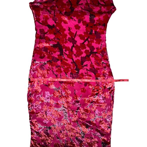 Boohoo Pink Devore Velvet Floral Cowl Neck Maxi Dress Size 4 Y2K Wedding EUC - Picture 16 of 16